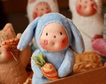 Coelho Waldorf de Pelúcia Feito à Mão: Bichinho de Pelúcia Macio, Presente para Chá de Bebê, Pelúcia Colecionável