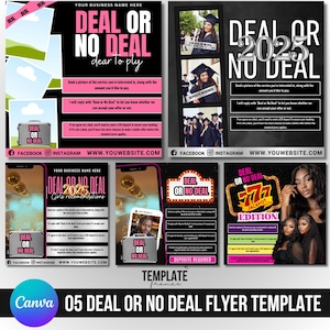 Deal or No Deal, Flyer Editable Canva Design, Editable Deal or No Deal Booking Flyer, Hair Stylist, MUA, Lash Tech, Nail Tech Booking Flyer