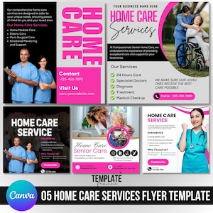 Home Care Service Flyer Canva Editable Template, DIY Flyer Design, Healthcare Assistance Flyer, Premade Senior Caregiving Flyer, Elderly