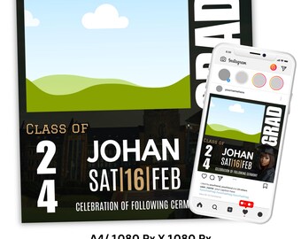 Graduation Party Flyer, Editable Graduation Flyer, DIY Grad Party, Class of 2025 Announcement, College Grad Party Printable Template