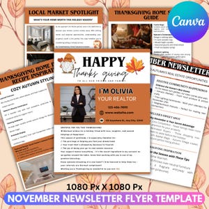 November 2025 Real Estate Newsletter, Real Estate Marketing, Canva Email Marketing, Autumn Newsletter Template, Real Estate Newsletter