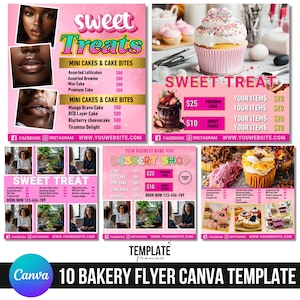 Bakery Flyer Editable Canva Template , Sweet Treats Flyer, Bake Sale Flyer, Bake Shop Flyer, Pastry Flyer, Cake Business Flyer Canva Design