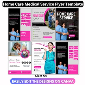 Home Care Service Flyer Canva Editable Template, DIY Flyer Design, Healthcare Assistance Flyer, Premade Senior Caregiving Flyer, Elderly