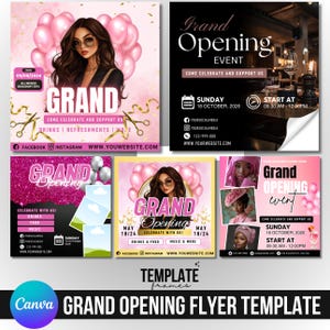 Grand Opening Flyer Canva Editable Flyer Template, Launch Event Party Flyers, Hair, Lash, Nails Flyer, Opening Celebration, Canva Design