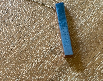 Copper enamel pendant, Turquoise and Blue, copper, enameled, gift, bar pendant