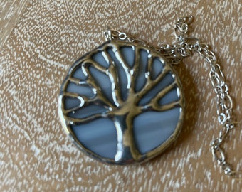 Stained glass, Green, tree of life pendant