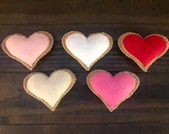 Felt Handmade Hearts - Valentine's Day- Pretend Play - Felt Cookies - Tier Tray Decorations