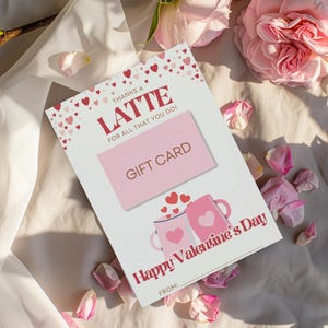 Thanks a latte, Valentijnsdag cadeaukaart leraar, zondagsschoolcadeau leraar, V-Day leraar cadeau, digitale cadeaukaarthouder, hoofdcadeau