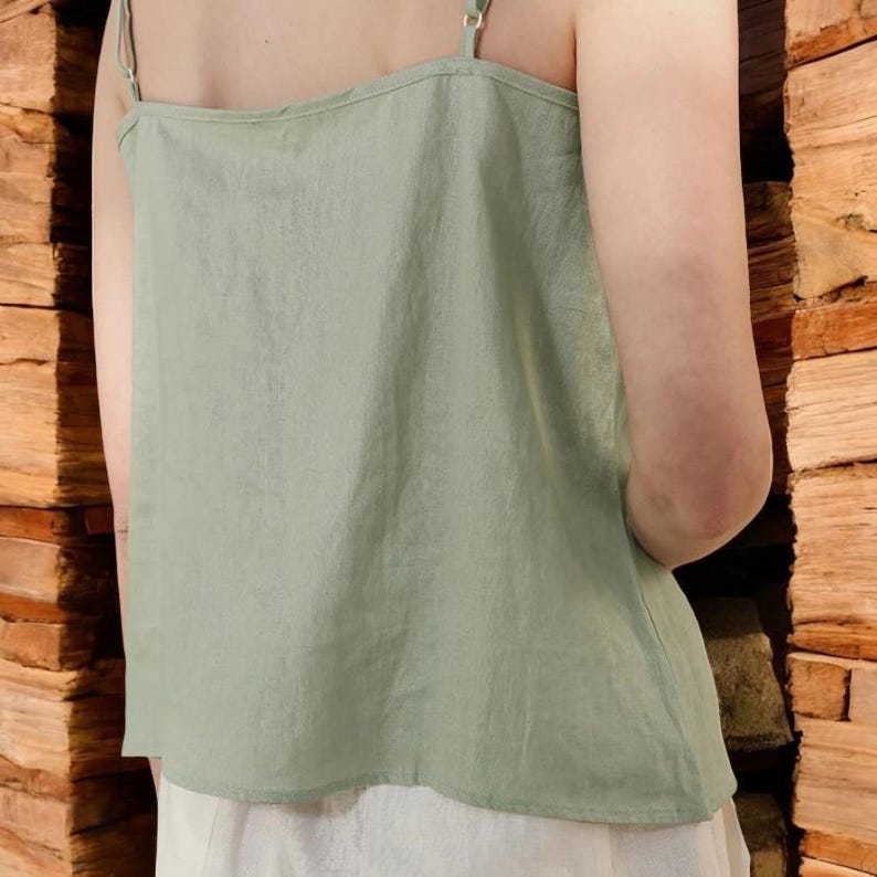Sleeveless Linen Top for Women with Round Neck and Slim Fit Silhouette for Everyday Minimal Style