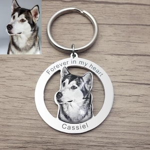 Custom Engraved Keyring • Engraved Pet Portrait Keychain • Memorial Gift • Pet Keychain • Great Gift for Pet Owners • Gift for Pet Owners