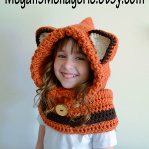 Fox Hat Fox Hoodie Fox Cowl Animal Hat Hooded Scarf Crochet Hoodie Chunky Crochet Hat Animal Scarf Christmas Gift for Kids image 1