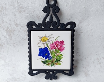 Vintage Cast Iron Trivet - Florals - Floral Trivet