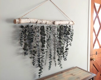 Eucalyptus Wall Hanging - Natural White Birch Branch- Wall Hanging - Home Decor - Plant Wall Hanging - Dried Plant Hanging - Wall Decor