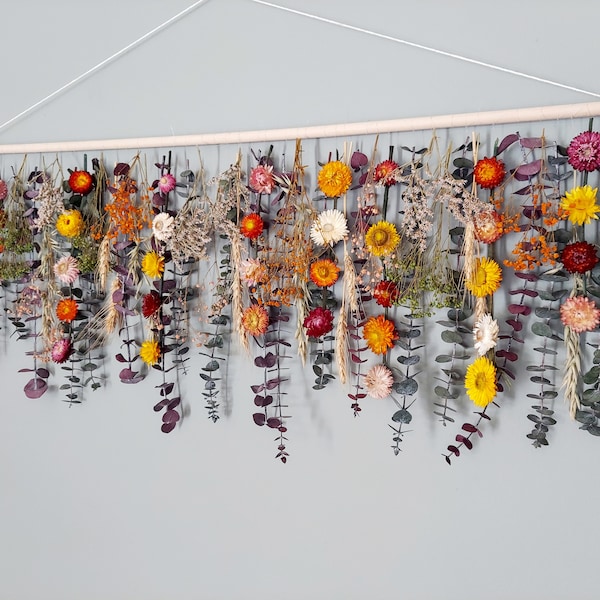 Wildflower Wall Hanging - Dried Flowers - Eucalyptus Wall Hanging - Floral Wall Hanging - Wildflowers