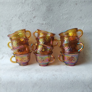 Vintage Faschingsglas Schälchen Tassen - Indiana Glass Harvest Traubengläser