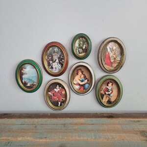 Small Oval Italian Framed Prints Pastoral Rennaissance Scenes by Action Imports - Made in Italy - Set of Seven