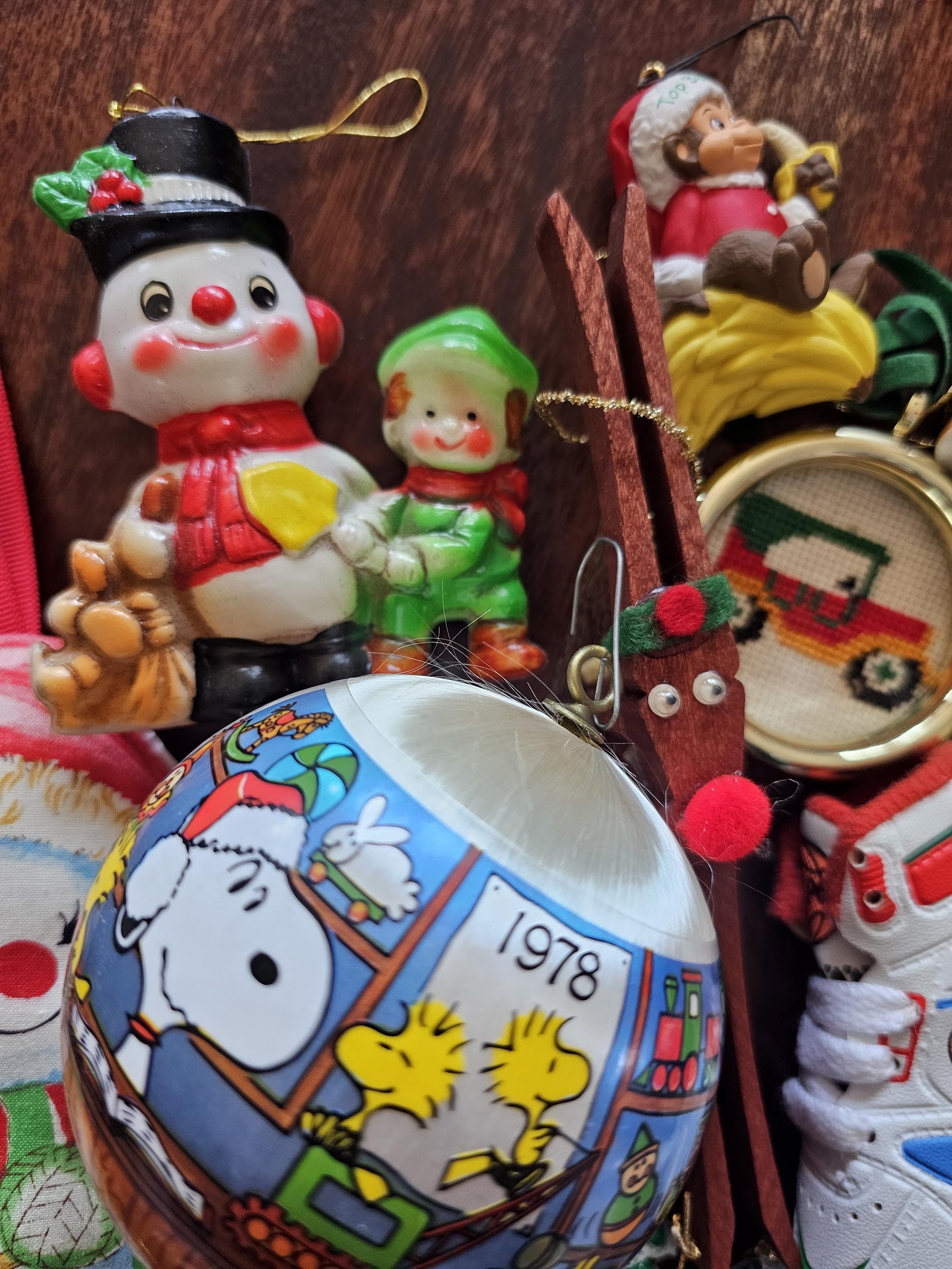 Vintage Christmas Ornament Assortment – Snoopy, George, Snowmen