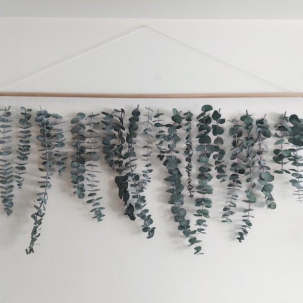 Adorno de pared de eucalipto - Adorno de pared - Decoración para el hogar - Adorno de pared con planta - Adorno de pared con planta seca - Decoración de pared