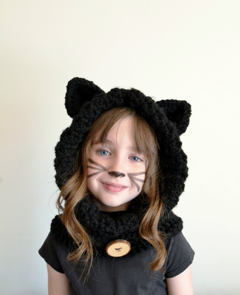 Black Cat Hat Black Cat Hoodie Black Cat Cowl Animal Hat - Etsy