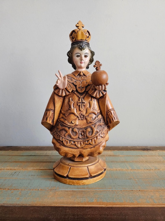 The Infant Jesus of Prague - Antique Hand Carved Wood - Religious
