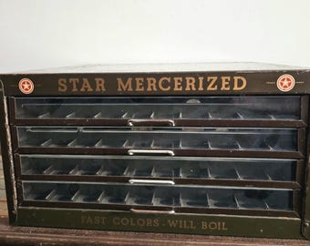 Vintage Star Mercerized Metal Four Drawer Thread Spool Display