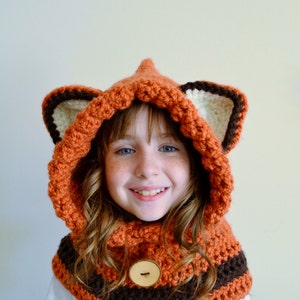 Fox Hat Fox Hoodie Fox Cowl Animal Hat Hooded Scarf Crochet Hoodie Chunky Crochet Hat Animal Scarf Christmas Gift for Kids image 4