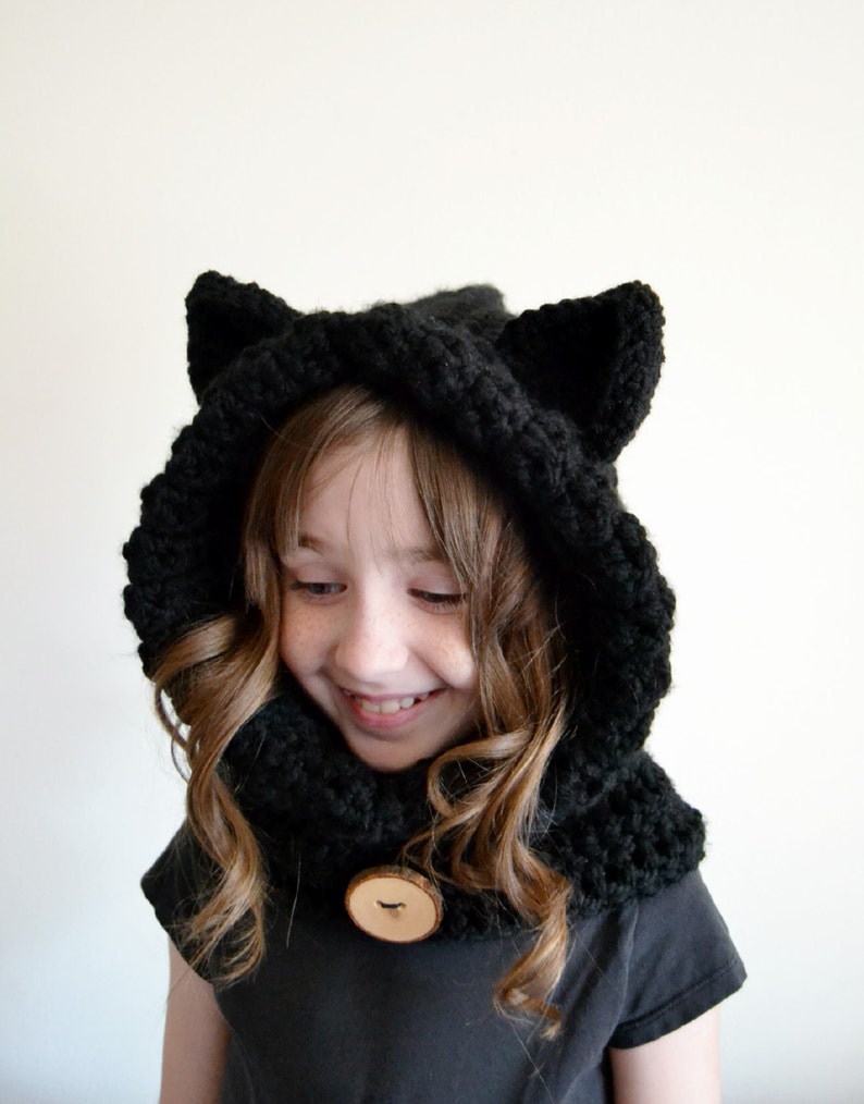 Black Cat Hat Black Cat Hoodie Black Cat Cowl Animal Hat - Etsy