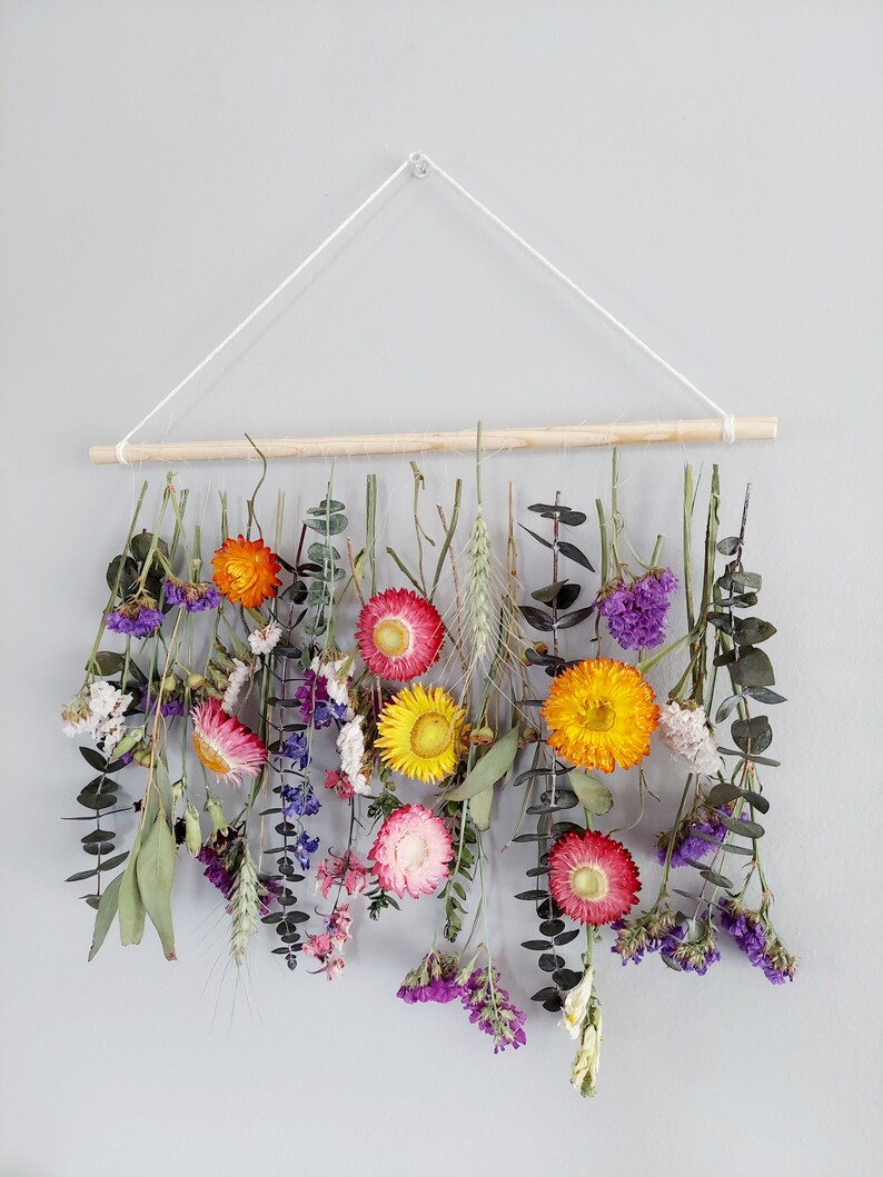 Floral Wall Hanging Dried Flowers Wall Decor Home Decor Etsy