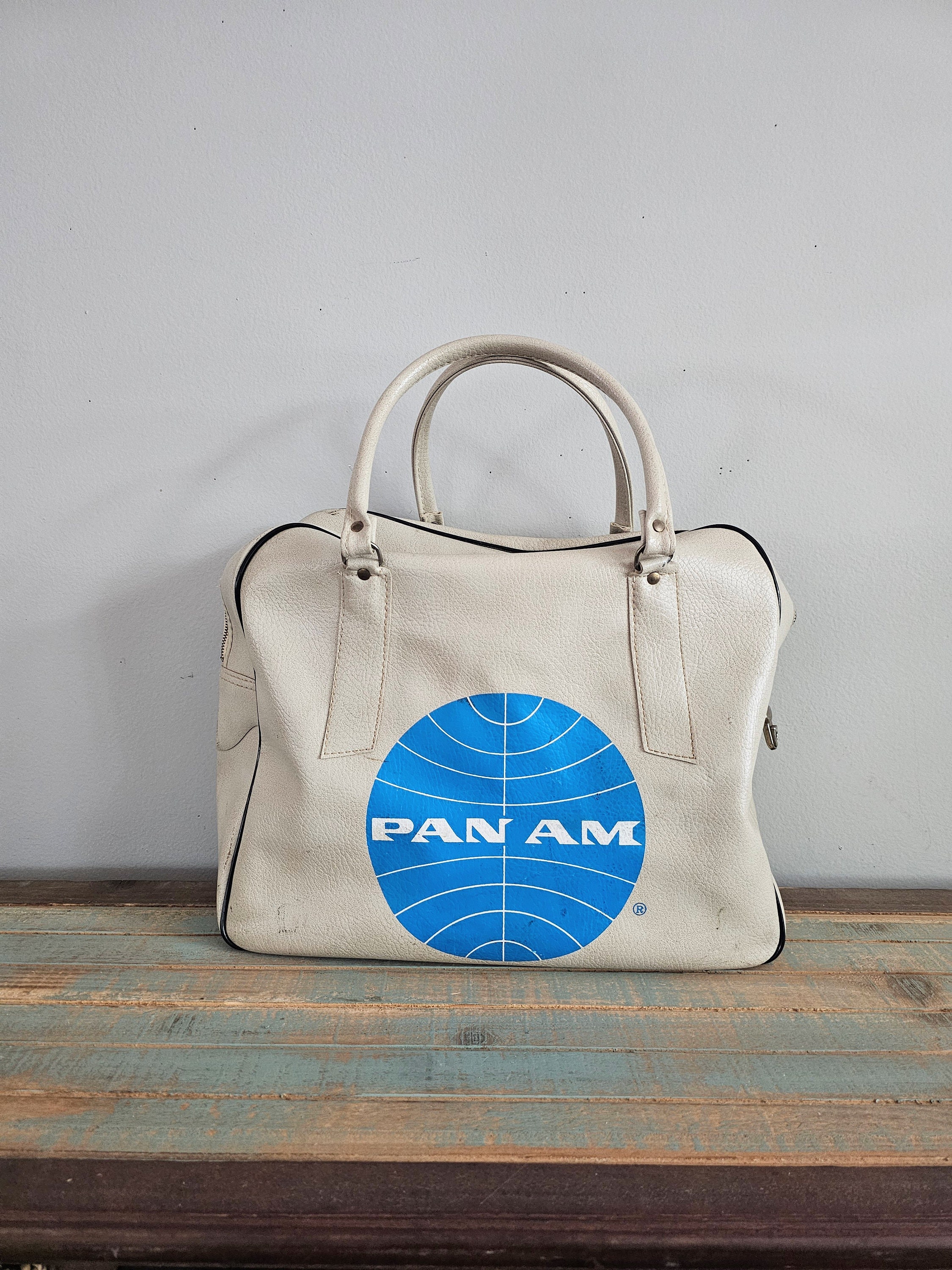 Vintage PAN AM Carry on Bag Norge Fedders Tokyo Hong Kong 1970 - Main Image