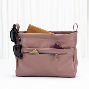 Organizador de bolsos de cuero marrón rosado, inserto para bolso, organizador de bolso de pañales, inserto grande para bolso extraíble, inserto para bolso, regalo - Organizador de bolsos