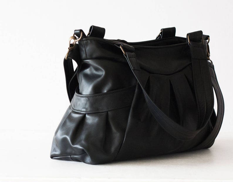 Leather convertible bag in black over shoulder bag crossbody Etsy