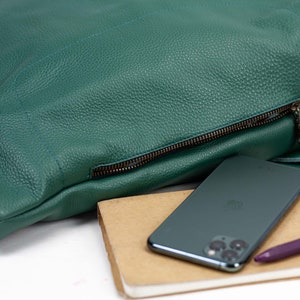 Petrol green backpack in leather, work bag simple backpack bag everyday bag backpack 15 MacBook 13 back bag gift The Minos backpack image 5