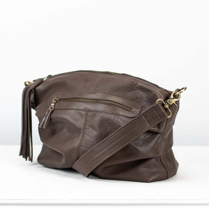 Terra brown leather crossbody satchel bag, everyday messenger purse handbag bag shoulder bag crossover bag - Ariadne bag