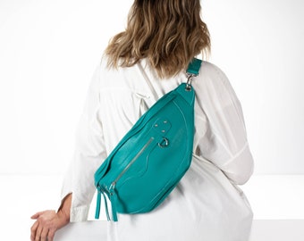 Sac banane en cuir turquoise, grand sac banane sac banane sac banane sac banane sac banane lune - Sac banane Paris