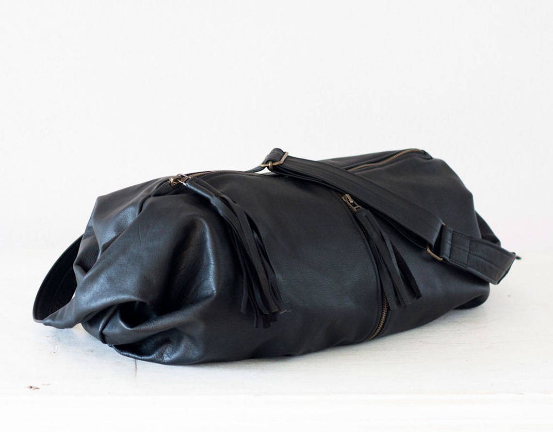 Black Leather Crossbody Bag Hobo Bag Shoulder Purse Caryall | Etsy