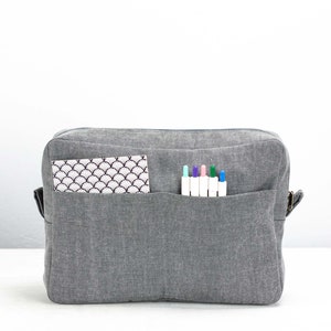 Grey cotton canvas bag organizer, purse insert diaper bag organiser large removable bag insert bag handbag - Ydra organizer