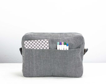 Grey cotton canvas bag organizer, purse insert diaper bag organiser large removable bag insert bag handbag - Ydra organizer