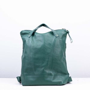 Petrol green backpack in leather, work bag simple backpack bag everyday bag backpack 15 MacBook 13 back bag gift The Minos backpack image 7