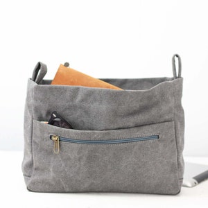 Grey canvas bag organizer, purse insert diaper bag organizer large removable bag insert bag insert handbag gift for teacher - Bag organizer