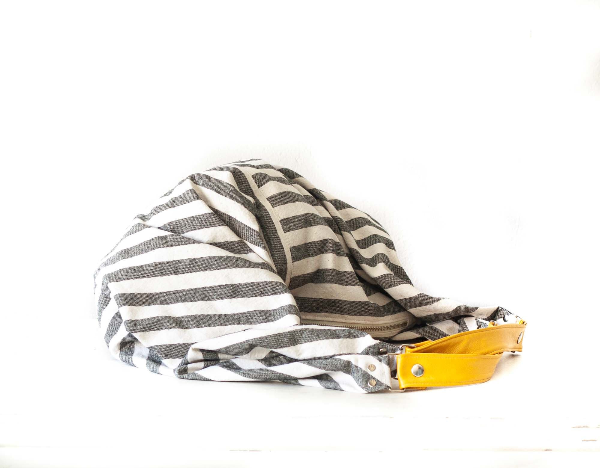 HOBO BAG 25 STRIPED WITH LOGO IN CANVAS main image 1