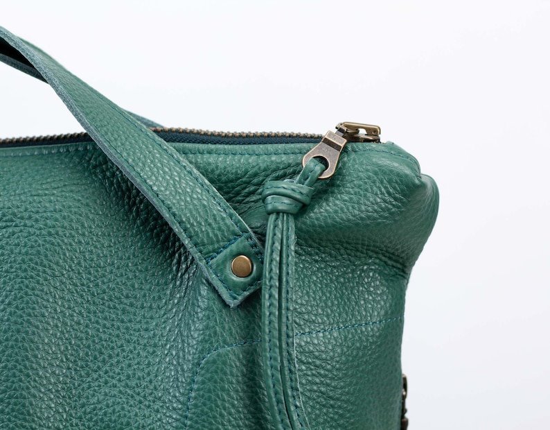 Petrol green backpack in leather, work bag simple backpack bag everyday bag backpack 15 MacBook 13 back bag gift The Minos backpack image 3