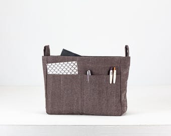 Brown Canvas Bag Organizer: Purse Insert, Diaper Bag
