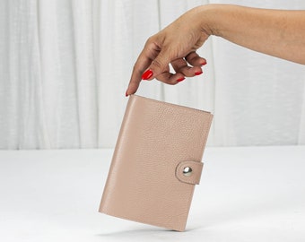 Große Handy Geldbörse aus pudrigem Leder in Pink, Braune Leder Geldbörse für Frauen - Iole Wallet