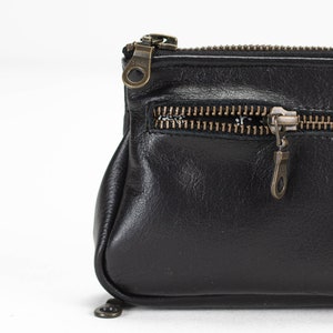 Wristlet leather wallet in black, phone zipper clutch, womens travel passport pouch, zip phone wallet case - Thalia Wallet image 8
