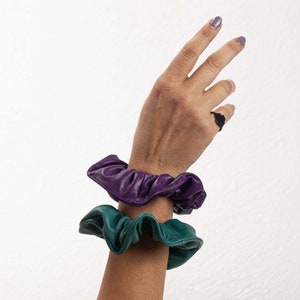 Lambskin scrunchies, leather hair ties ponytail holder elastic hair bands accessories scrunchy leather wrap hair tie bracelet gift under 20