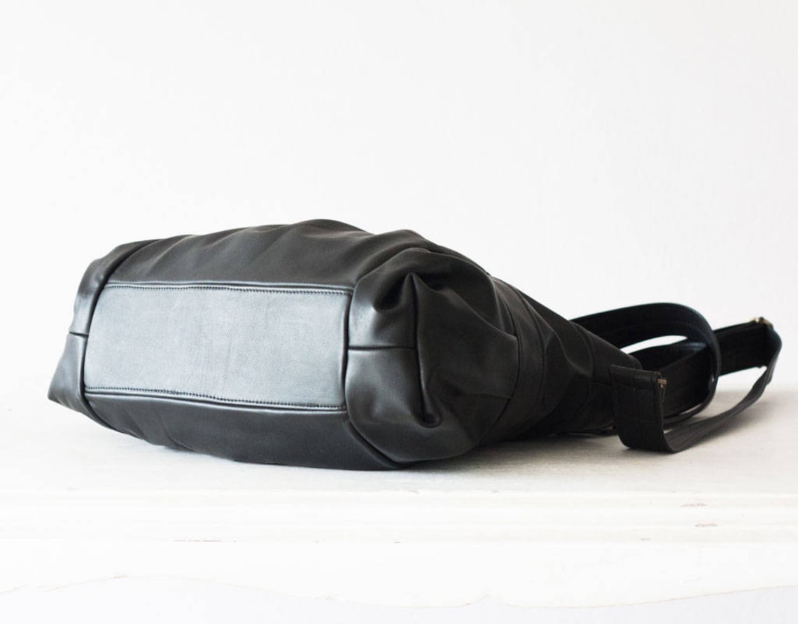 Leather convertible bag in black over shoulder bag crossbody Etsy