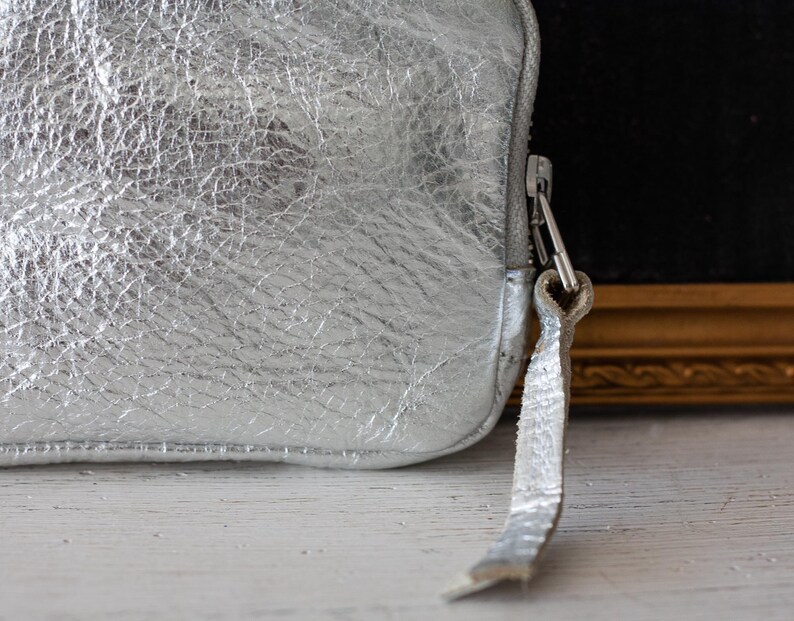coin purse zipper phone case money bag credit card purse Zipper phone case gold and silver coated leather The Myrto Zipper pouch