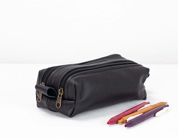 REC Double Case - Black Leather Pencils Case, Rectangular  display picture 3