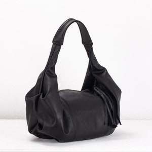 Black Leather Hobo Bag, Shoulder Purse Small Shoulder Bag Hobo Purse ...