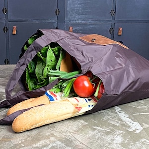 Opvouwbare boodschappentas, herbruikbare boodschappentas markttas grote lange handvatten eco herbruikbare tas cadeau voor oma groot afbeelding 1